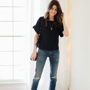 Elizabeth Suzanne Silk Georgia Tee Black Size OSM